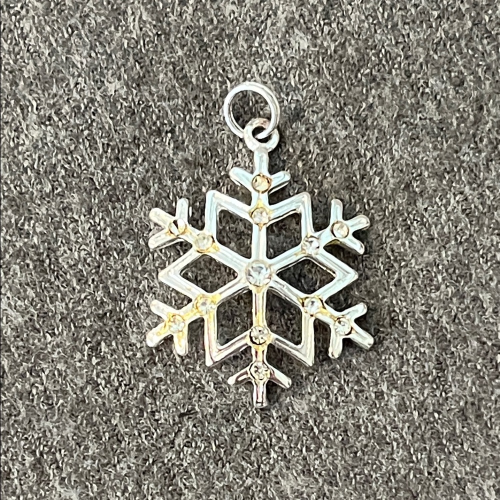 Sterling Snowflake Charm Rhinestone Accents